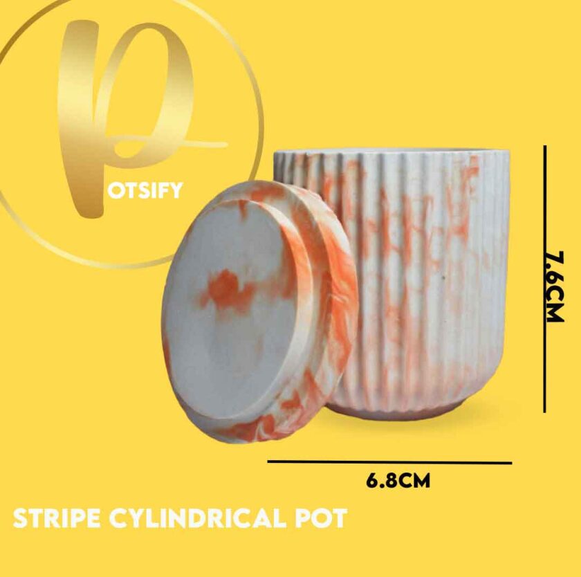 CYLINDRICAL STRIPED POT WITH LID - Image 2