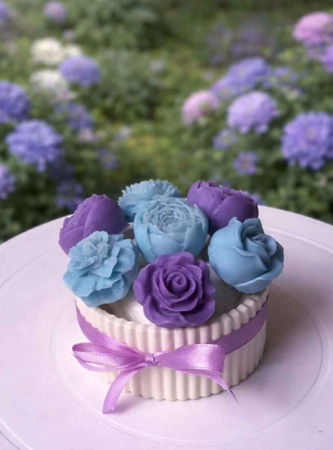 Mini Scented Candle Bouquet-Blue & Purple