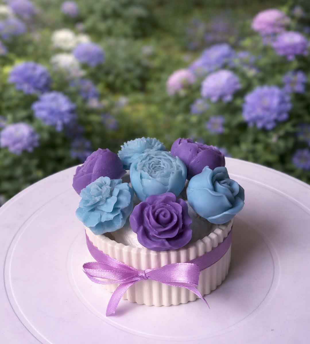 Mini Scented Candle Bouquet-Blue & Purple