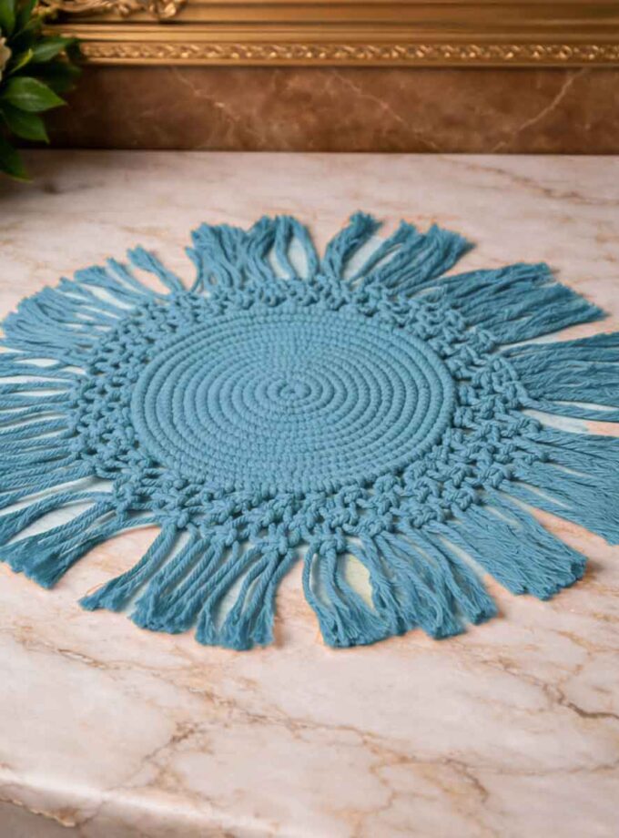 Boho Sun Macrame Placemat (Blue)